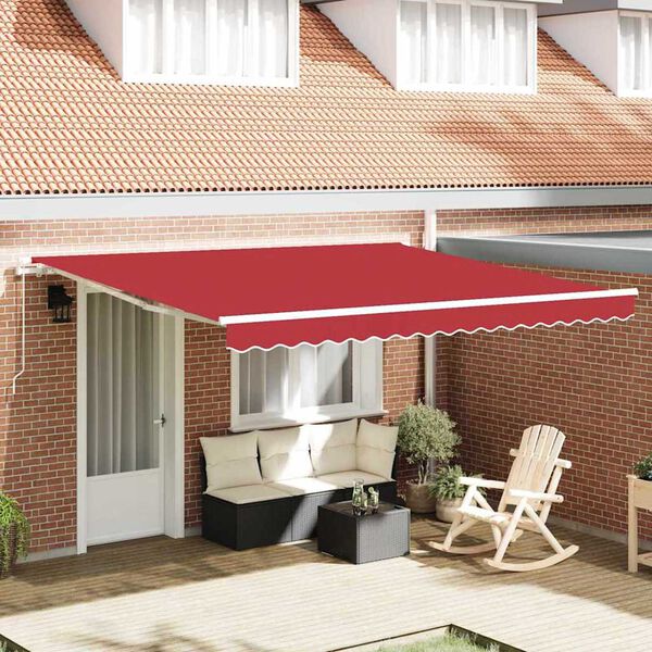 vidaXL Retractable Awning Manual Red 400 x 350 cm Fabric and Metal
