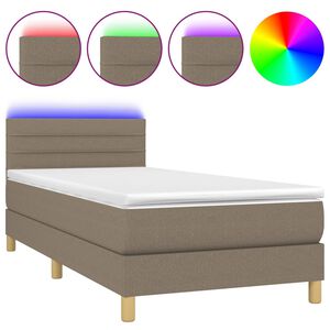 vidaXL Box Spring Bed with Mattress&LED Taupe 80x200cm Fabric