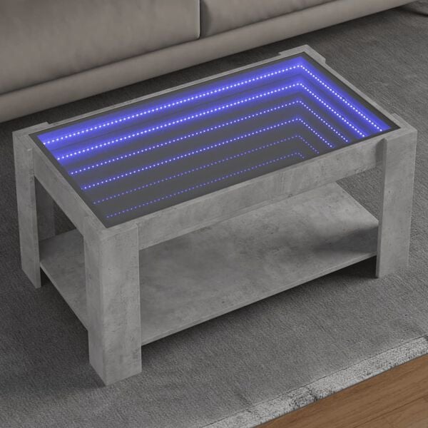 vidaXL Coffee Table with LED Concrete Grey 93x53x45 cm Engineered Wood