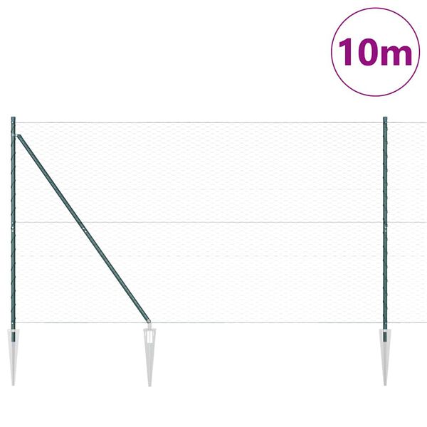 vidaXL Fence Post Green 10 x 1.6 m (36 mm mesh) Steel and PVC