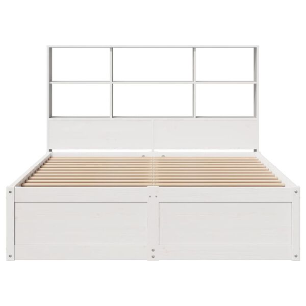 vidaXL Bed Frame without Mattress White 150x200 cm King Size Solid Wood Pine
