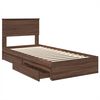 vidaXL Storage Bed with Drawer Brown Oak 90 x 190 cm Engineered Wood
