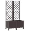 vidaXL Garden Planter with Trellis&Wheels Brown 80 x 40 x 146 cm PP