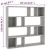vidaXL Room Divider/Book Cabinet Concrete Grey 110x24x110 cm Engineered Wood