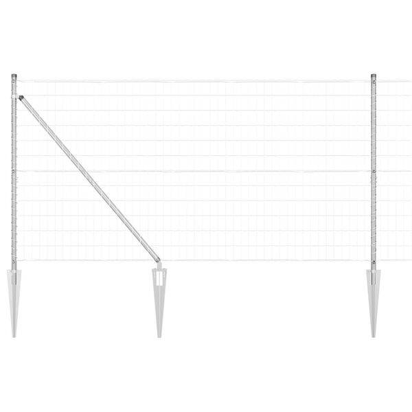 vidaXL Fence with Post Silver 1.4 x 10 m Steel