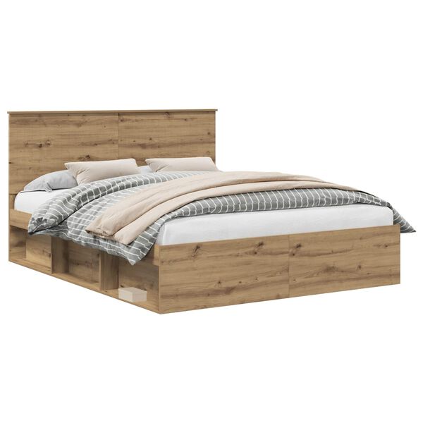 vidaXL Bed Frame Artisian Oak 160 x 200 cm Solid Pine Wood