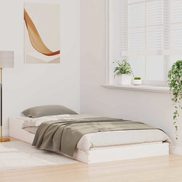 vidaXL Bed Frame White 75 x 190 cm Solid Pine Wood