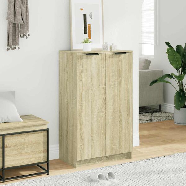 vidaXL Shoe Cabinet Sonoma Oak 59x35x100.5 cm Engineered Wood