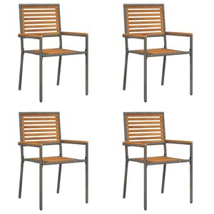 vidaXL Garden Stacking Chairs 4 pcs Brown and Grey