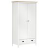 vidaXL 2-Door Wardrobe Hill White 89x50x170 cm Solid Pine Wood