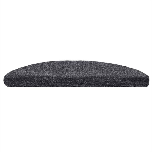 vidaXL Stair Mats Self-adhesive 10 pcs 56x17x3 cm Dark Grey Half Round