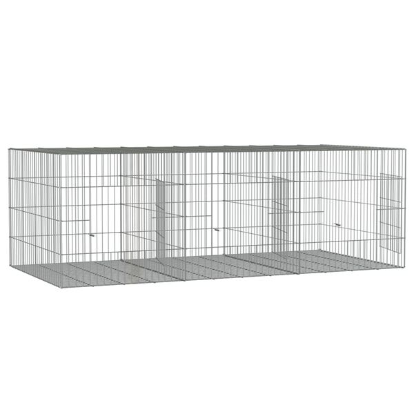vidaXL 3-Panel Rabbit Cage 163x79x54 cm Galvanised Iron