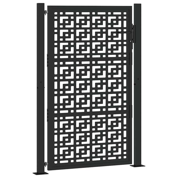 vidaXL Garden Gate Black 100x150 cm Steel Cross Design