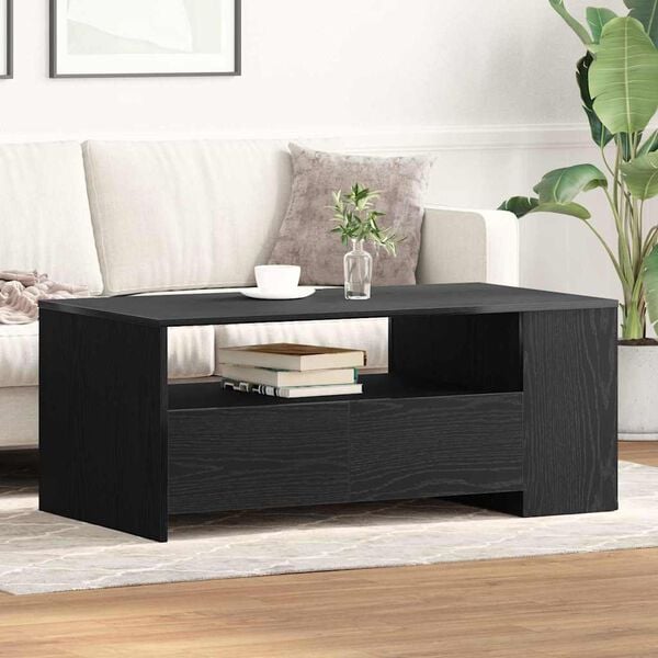 vidaXL Coffee Table Black Oak 102 x 55 x 43.5 cm Engineered Wood
