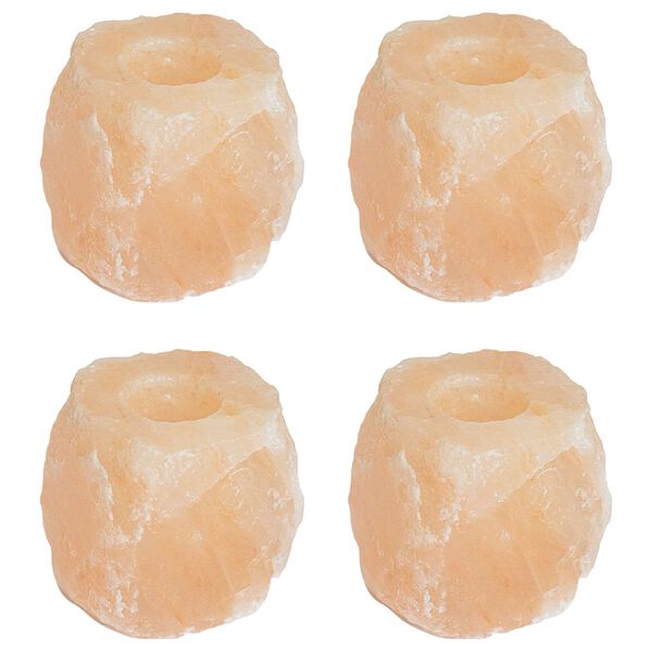vidaXL Salt Stone Tealight Holders Pink Rock Salt