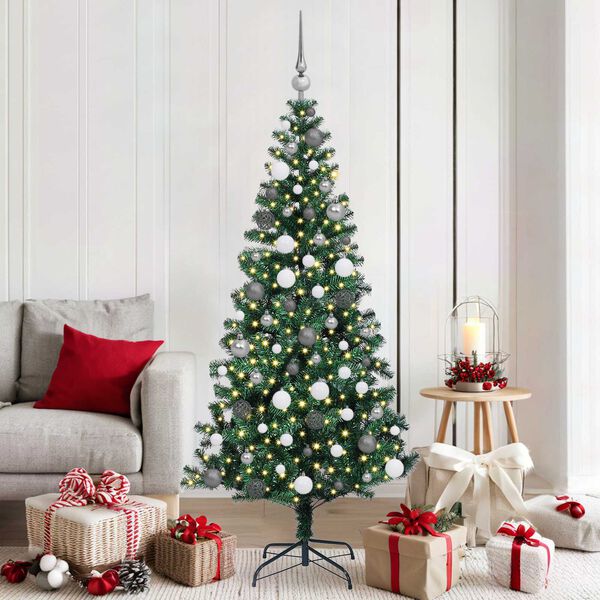 vidaXL Artificial Pre-lit Christmas Tree Green 180 cm PVC and Metal