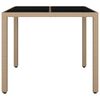 vidaXL Garden Table with Glass Top Beige Poly Rattan&Tempered Glass