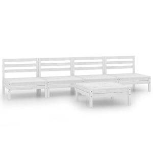 vidaXL 5 Piece Garden Lounge Set White Solid Pinewood
