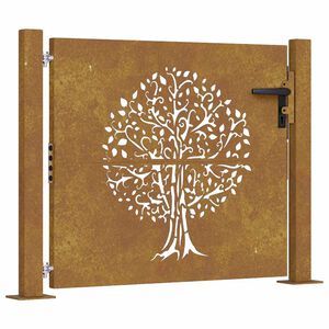 vidaXL Garden Gate 100x100 cm Corten Steel Tree Design