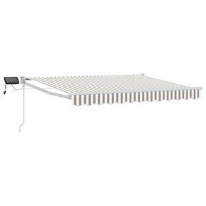 vidaXL Manual Retractable Awning with LEDs Light Grey and White