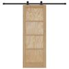 vidaXL Sliding Door Natural and Black 73.5 x 198.5 cm Solid Pine Wood