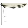 vidaXL Manual Retractable Awning with Posts 6x3 m Cream