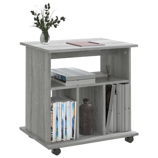 vidaXL Rolling Cabinet Grey Sonoma 60x45x60 cm Engineered Wood