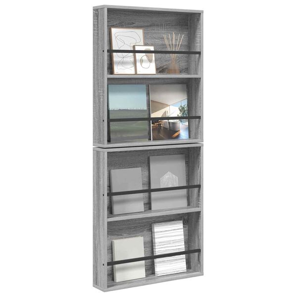 vidaXL Magazine Rack 2 pcs Grey Sonoma 60 x 12 x 70 cm Engineered Wood