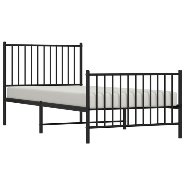 vidaXL Metal Bed Frame without Mattress with Footboard Black 90x200cm