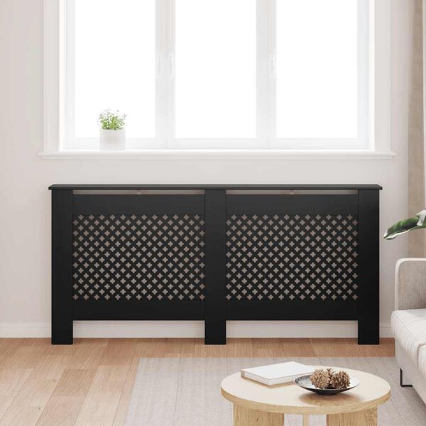 vidaXL Radiator Cover Black 172x19x81.5 cm MDF