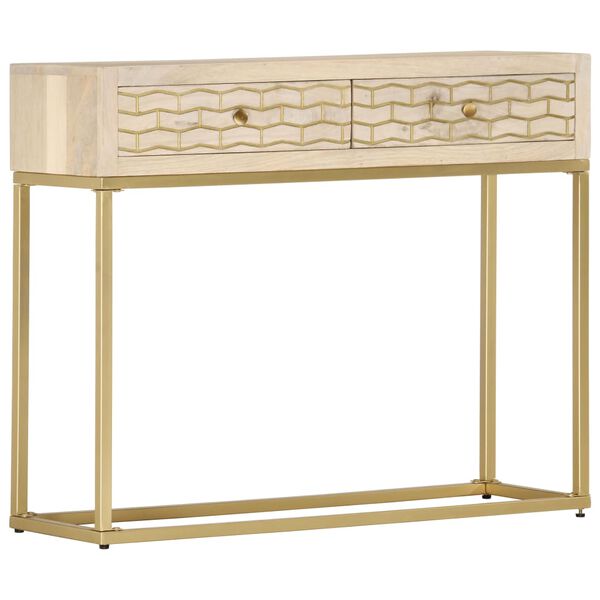 vidaXL Console Table Gold 90x30x75 cm Solid Mango Wood