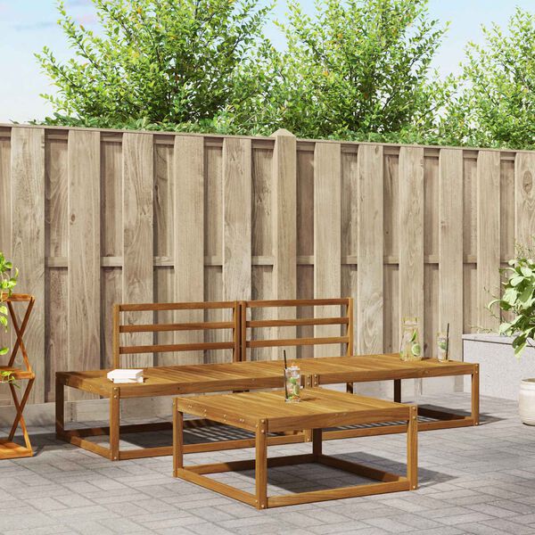 vidaXL Outdoor Sofa Set 3 Piece Natural Solid Acacia Wood