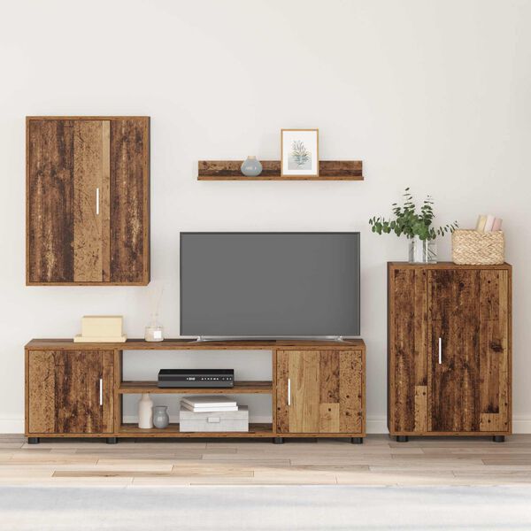 vidaXL TV Cabinet Set Wall-mounted 4 pcs Old Wood Engineered wood