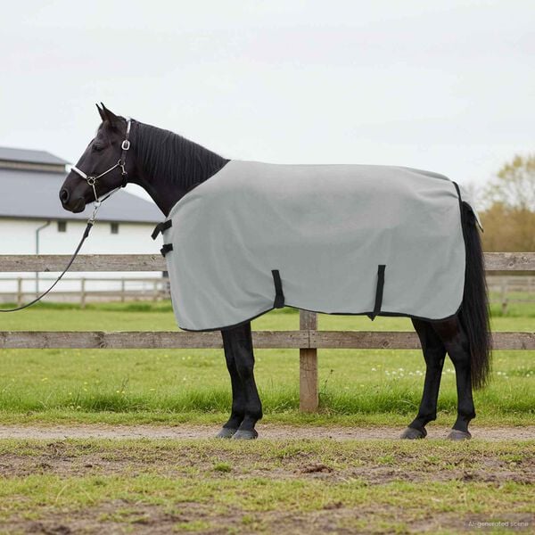 vidaXL Horse Blanket Full Light Grey and Pink Polyester