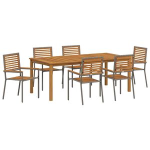 vidaXL Garden Dining Set 7 pcs Grey Solid Acacia Wood