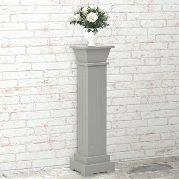 vidaXL Classic Square Pillar Plant Stand Grey 17x17x66 cm MDF
