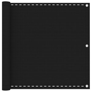 vidaXL Balcony Screen Black 75 x 700 cm HDPE and Aluminium