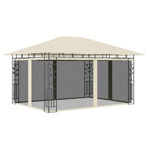 vidaXL Gazebo with Mosquito Net 4x3x2.73 m Cream 180 g/m&sup2;