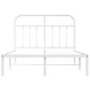 vidaXL Metal Bed Frame without Mattress with Headboard White 120x200cm