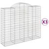 vidaXL Arched Gabion Baskets 3 pcs 200x50x160/180 cm Galvanised Iron