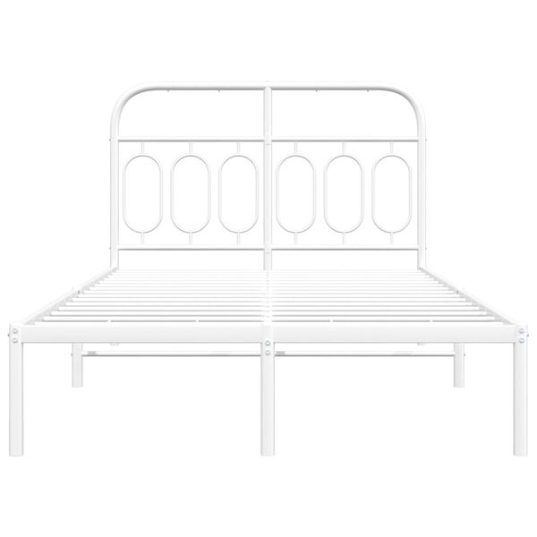 vidaXL Metal Bed Frame without Mattress with Headboard White 120x200cm