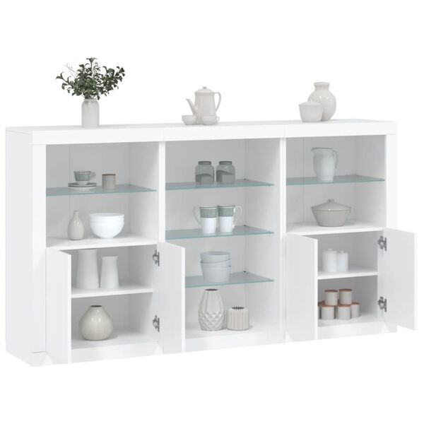 vidaXL Sideboard with LED Lights White 181.5x37x100 cm