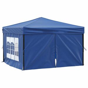 vidaXL Folding Party Tent with Sidewalls Blue 3x3 m