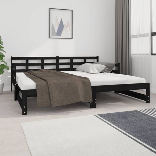 vidaXL Pull-out Day Bed without Mattress Black 2x(90x190) cm