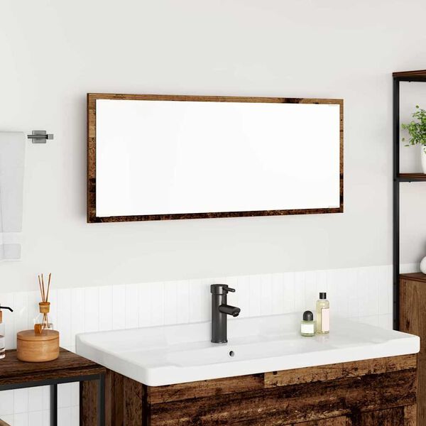 vidaXL Mirror Wall-mounted Old Wood 90 x 8.5 x 37 cm Engineered Wood