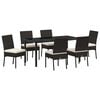vidaXL Garden Dining Set 7 pcs Cream Powder-Coated Steel