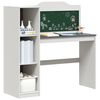 vidaXL Desk with Open Storage and Chalkboard ROROS White and Grey