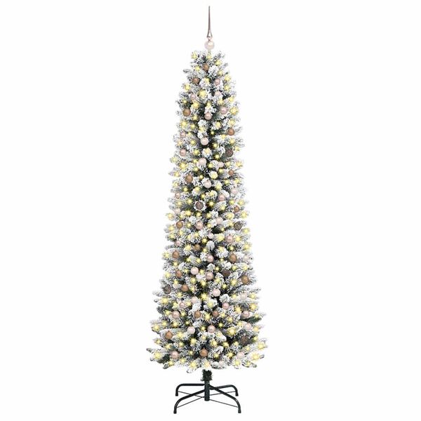vidaXL Artificial Christmas Tree with 300 LEDs with Stand White 240 cm