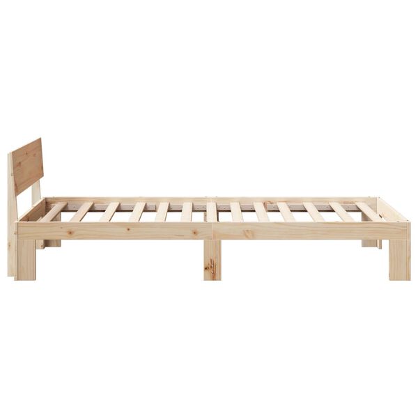 vidaXL Bed Frame with Headboard Natural 90 x 200 cm Solid Pine Wood