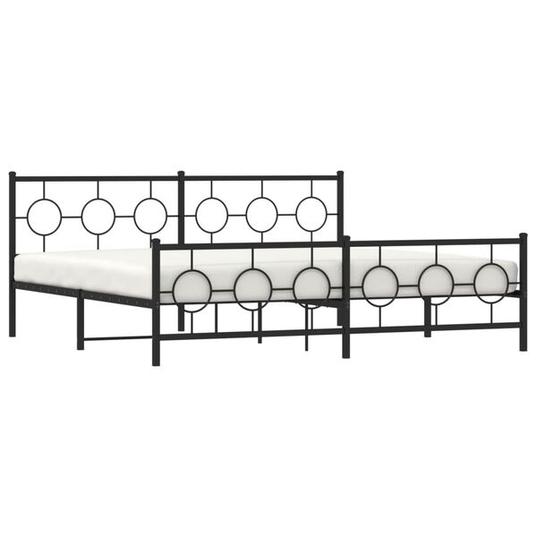 vidaXL Metal Bed Frame without Mattress with Footboard Black 193x203cm